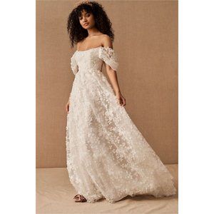 BHLDN Willowby Lilia Wedding Gown Size 00NEW Puffed Sleeves